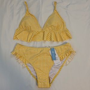 Cupshe Yellow and White Gingham Bikini